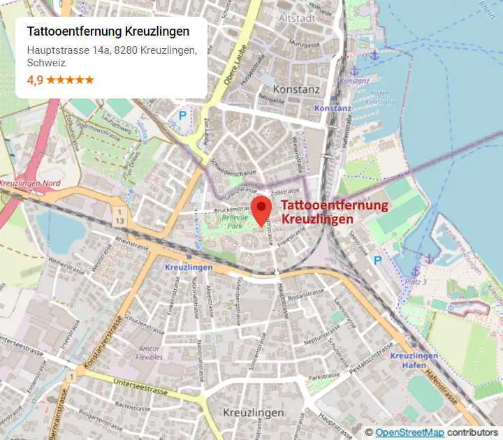 Karte: Praxis Hauptstrasse 14a, 8280 Kreuzlingen, nahe Bahnhof Kreuzlingen und Konstanz